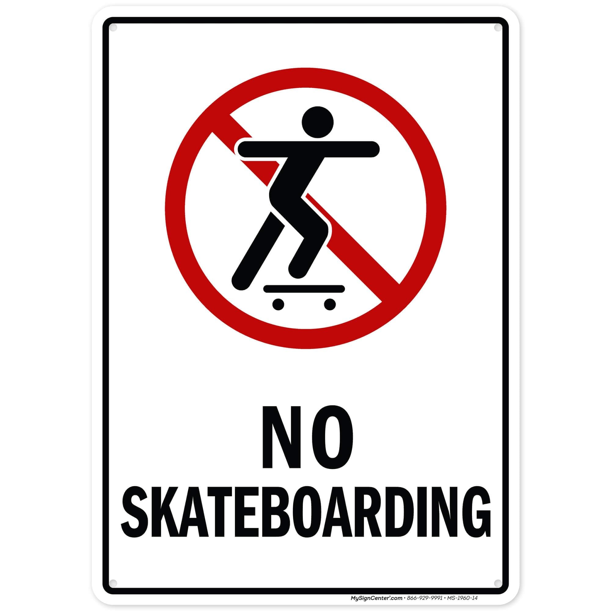 No Skateboarding Sign, 10x14 Inches, Rust Free .040 Aluminum, Fade Resistant, Made in USA by My Sign Center