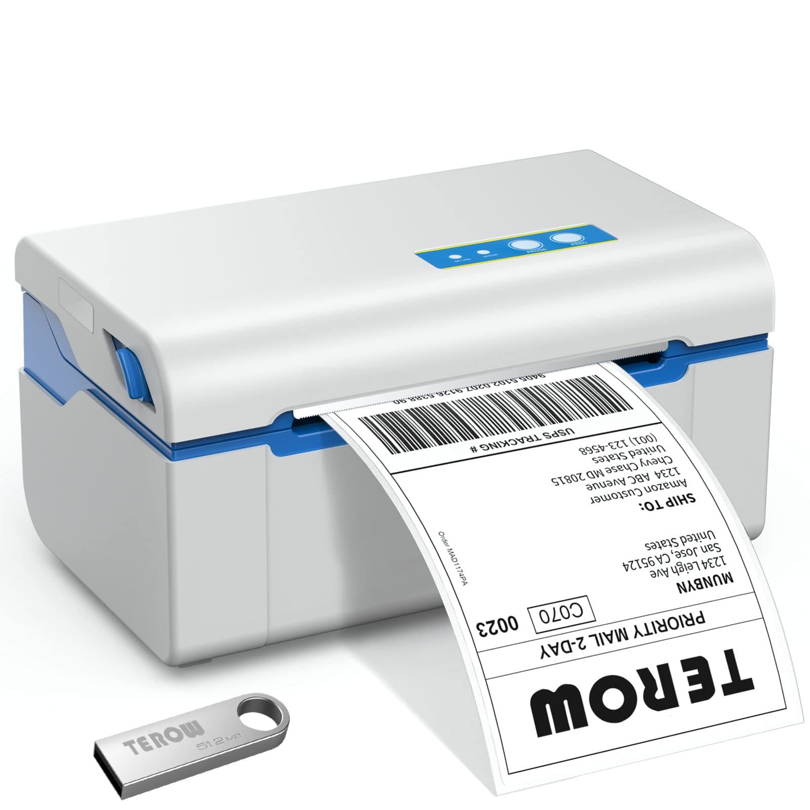 Printer 2024D Thermal Label Printer 4x6 Shipping Label Printer with 127mm/s High-Speed Printing and Auto Label Detection