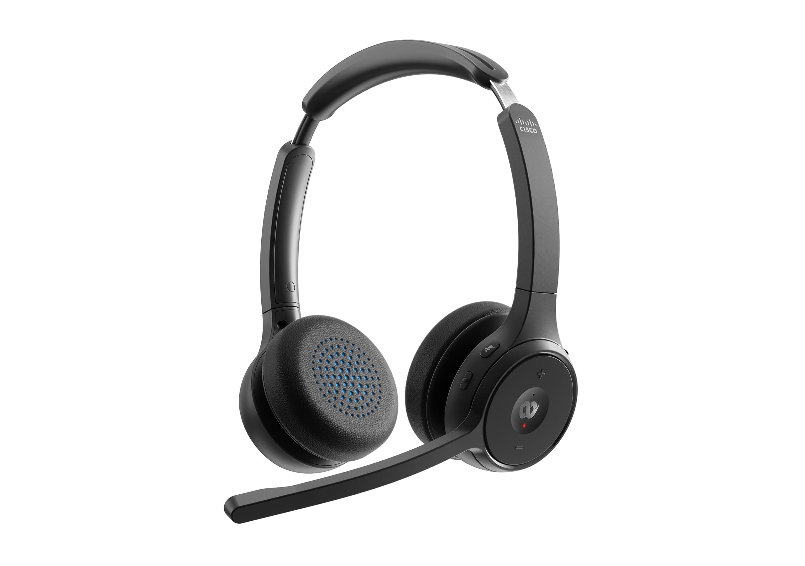 Cisco Headset 722, Wireless Dual On-Ear Bluetooth Headset with Webex Button, USB-A HD Bluetooth Adapter, Soft Case, Carbon Black, 2-Year Limited Liability Warranty (HS-WL-722-BUNA-C)