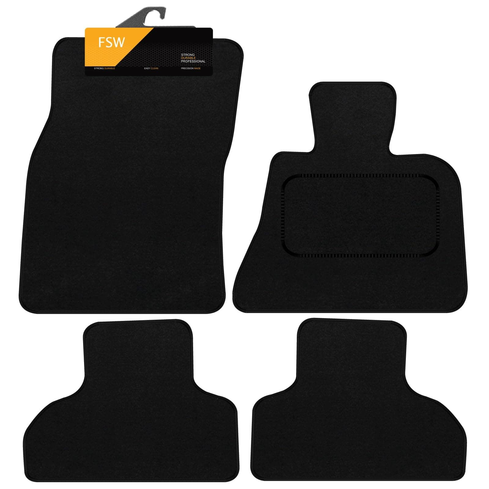 FSW - Tailored Mats - Fits BMW X5 Dec 2013-2018- (f15) 5 seat - Black Carpet - Anti Slip Mat - Non Slip Car Floor Mat, Fitted With Clips & Granulated Backing - 4 Pc Floor Mat Only