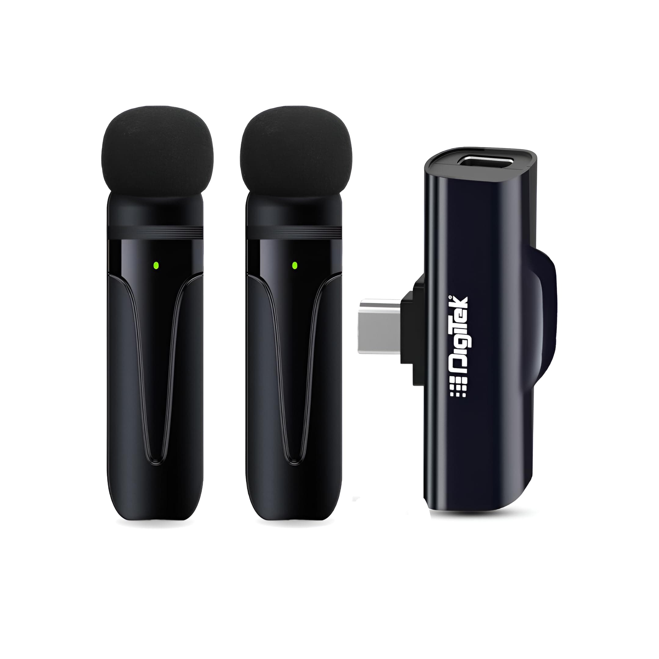 Digitek (DWM 003 Wireless Microphone with Receiver Set, 2 Mics + 1 Receiver, Type C Connector, 4 Hours Continuous Use, 10m Wireless Range, Suitable for Vlog, YouTube, Live Streaming, Video Recording