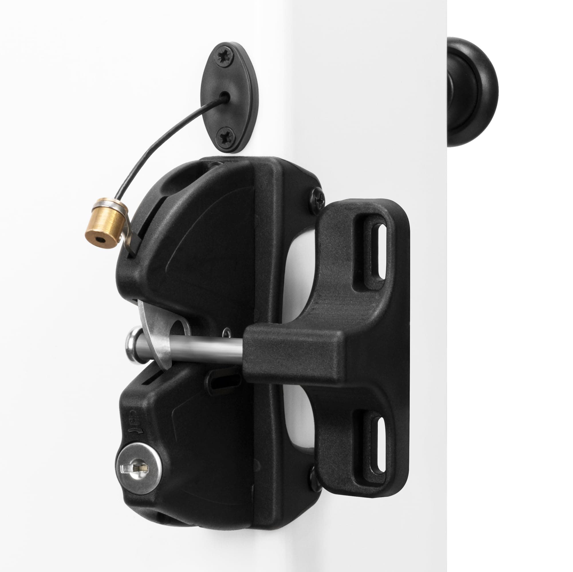 Key Lockable Two-Sided Gate Latch for Outdoor Fence, Operates 2 Side of The Gate for Square Frame Post, Rustproof Fence Latch Gate Lock for Metal, Wood, Vinyl Fence Gates,Gate Hardware,Black Finish