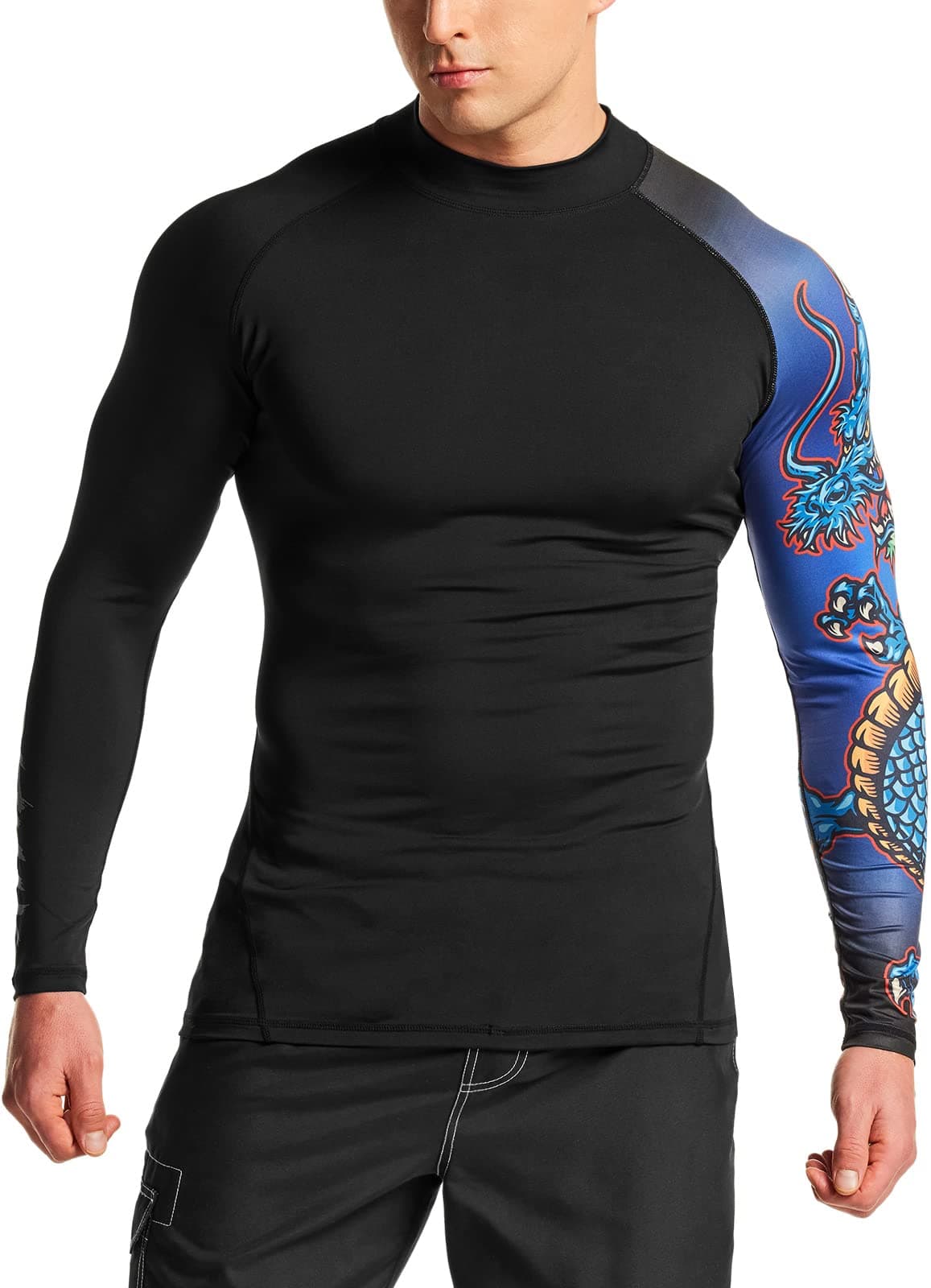 ATHLIO Men's UPF 50+ Rash Guard, UV/SPF Long Sleeve Swim Shirt, Dry Fit Water Beach Surf Wetsuit Top