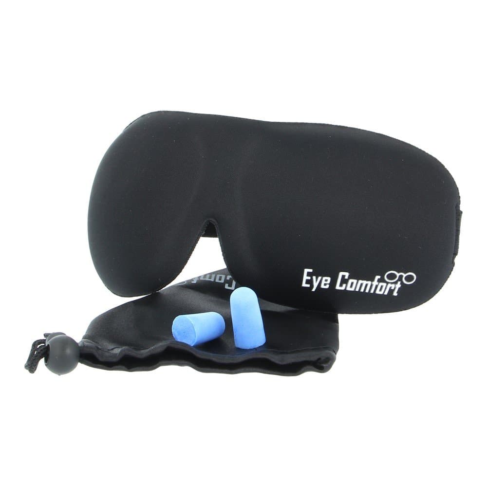 Premium Quality Eye Mask For Sleeping With Adjustable Strap, Carry Pouch and Ear Plugs by Eye Comfort - Get That Quality Rest You So Deserved