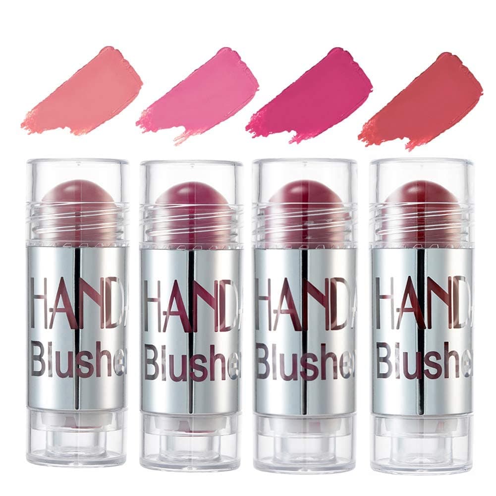 Mysense4 Colors Face Blush Sticks,Matte Cream Blush Stick for Cheeks, Eyes and Lips Natural Makeup Waterproof Long Lasting, 4pcs Set