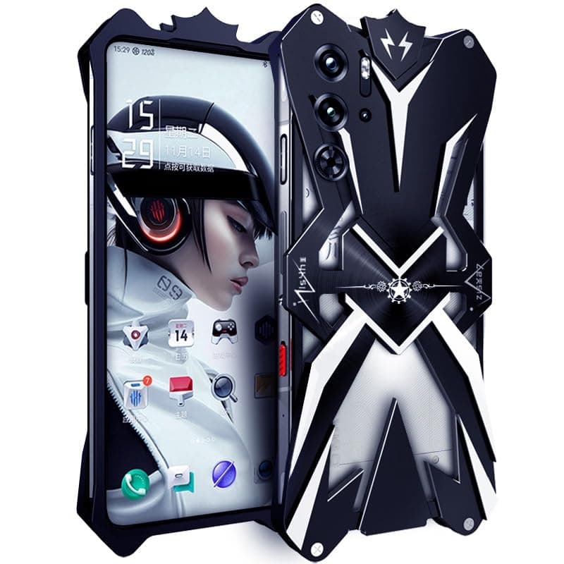Luxury Aluminum Metal Shockproof Cover Compatible with ZTE Nubia Red Magic 9 Pro/RedMagic 9 Pro Plus (Color : Black, Size : for RedMagic9 Pro Plus)