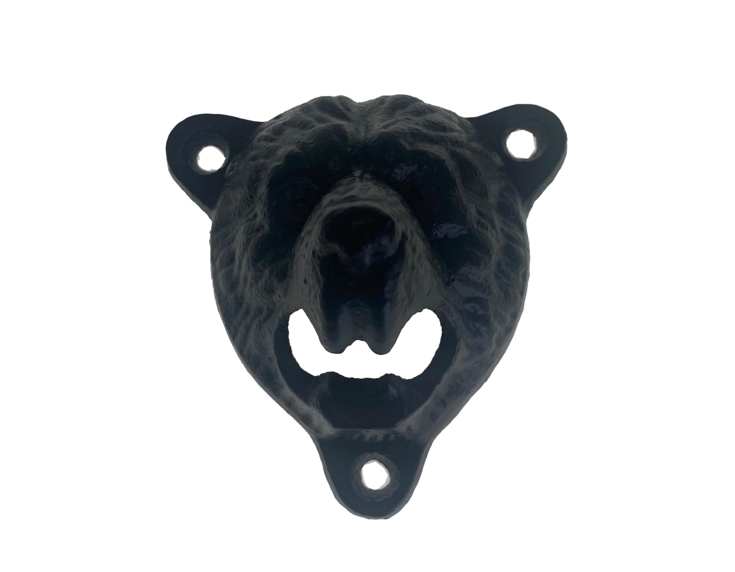 Wall Mounted Bottle Opener, WISH HALLY WOOD Cast Iron Wall Mount Bear Teeth Bite Bottle Cap Opener With 3 Matching Screws