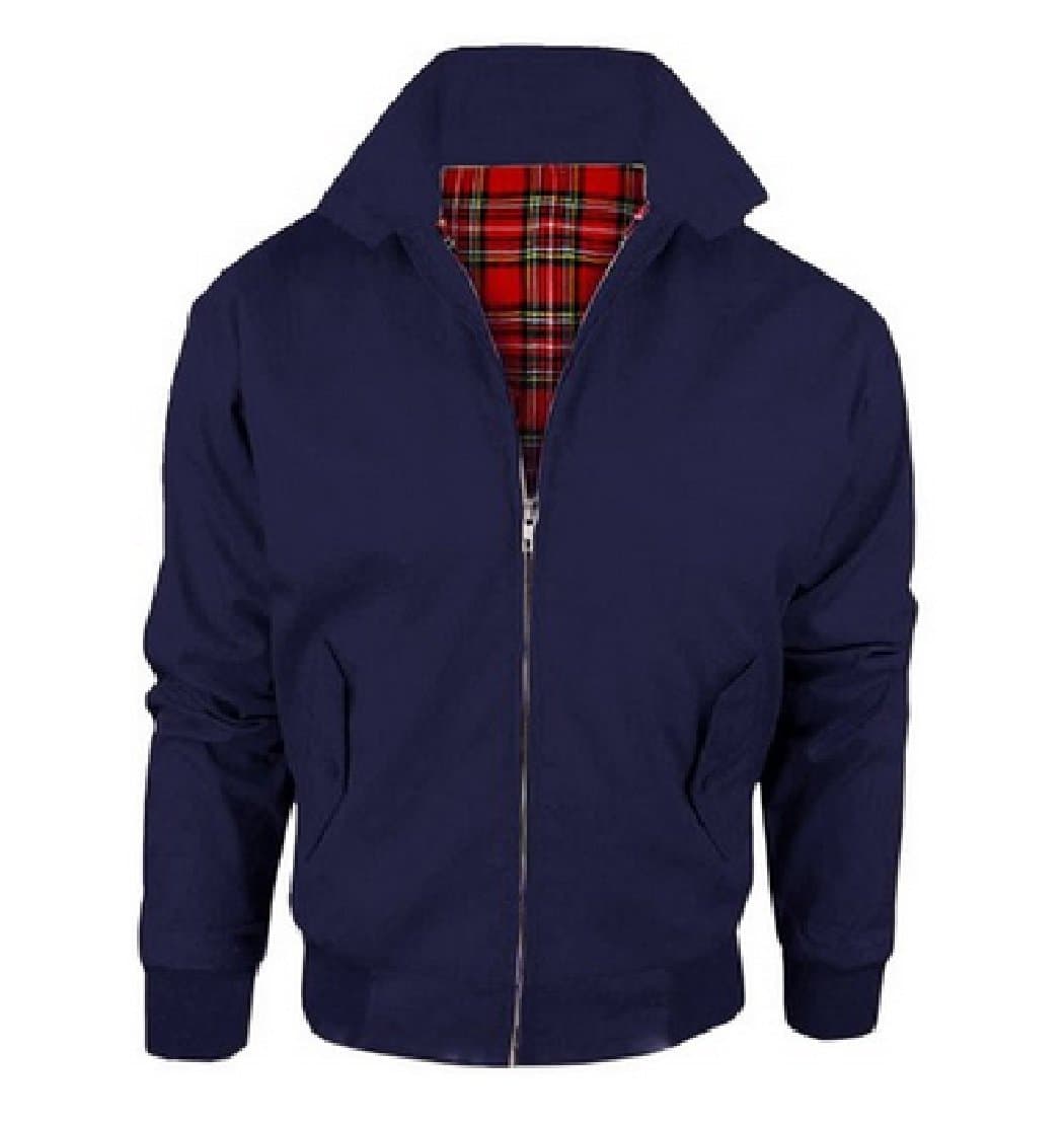 Street Fox Vintage Harrington Adults Jacket Coat Bomber British Made Harrington Classic 1970'S Vintage Retro Mod Skin Scooter Tartan Lining (XX-Large, Navy)