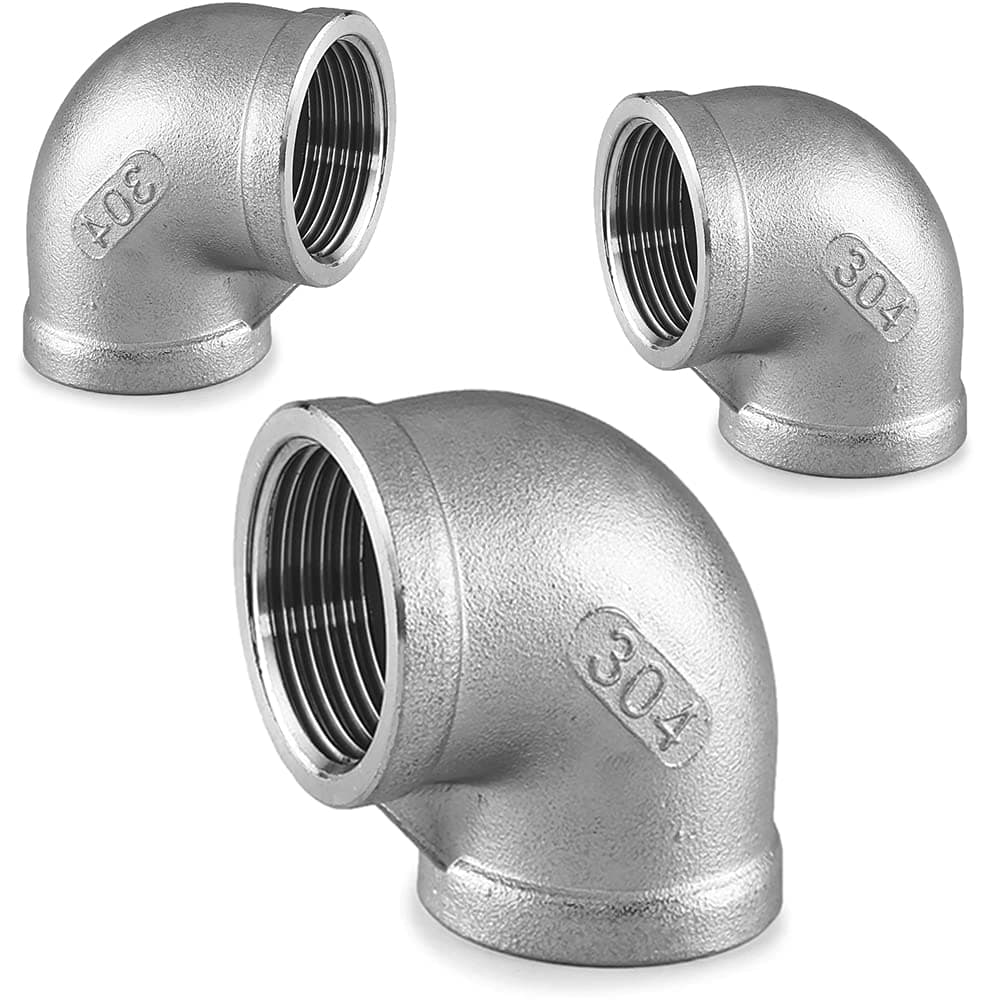 Stainless Steel 304 Cast Pipe Fitting,JoyTube 1/2" to 1/2" Female to Female NPT Threaded Pipe Fitting, 90 Degree Elbow, Class 150 (Pack of 3)