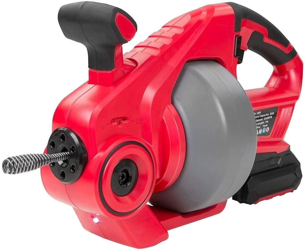 Drain Auger Automatic Feed Handheld Cordless Drain Clog Remover for 3/4" to 2"(19-50mm) Pipes, Drain Auger with 25Ft(7m) Replaceable Flexible Shaft, Snake Sink Clog Pipe Plumbing Power Tool Dredger