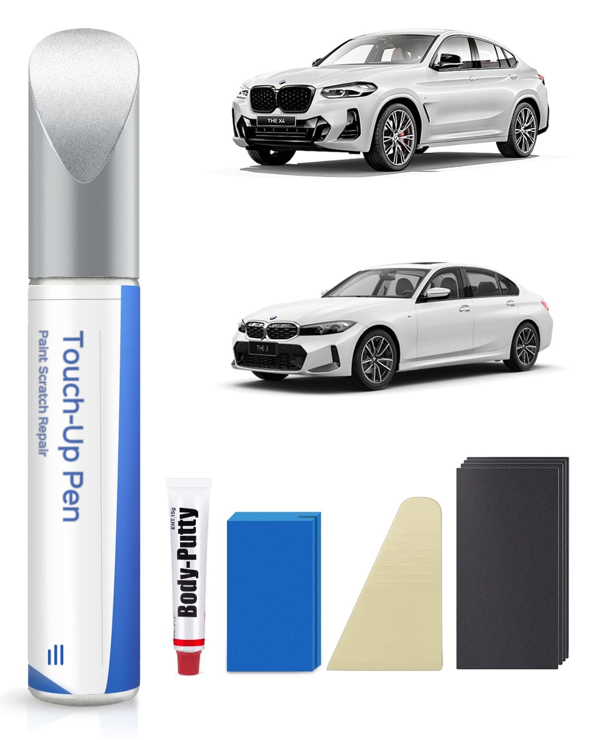 A96 Mineral White Metallic Tricoat Touch Up Paint Repair Kit Compatible with BMW - DIY Kit Exactly Matches Chips and Nicks