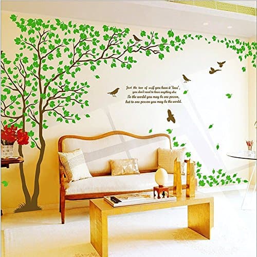 WDART Huge Green Tree Branch DIY Wall Stickers Wall Decals for Baby Girls Nursery Rooms Decoration