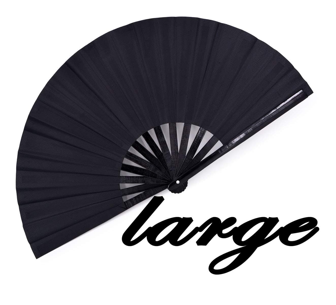 meifan Large Rave Folding Hand Fan for Women Men, Chinese Japanese Bamboo Fan Hand Fan for Festival, Dance, Gift, Performance, Decorations (Black)