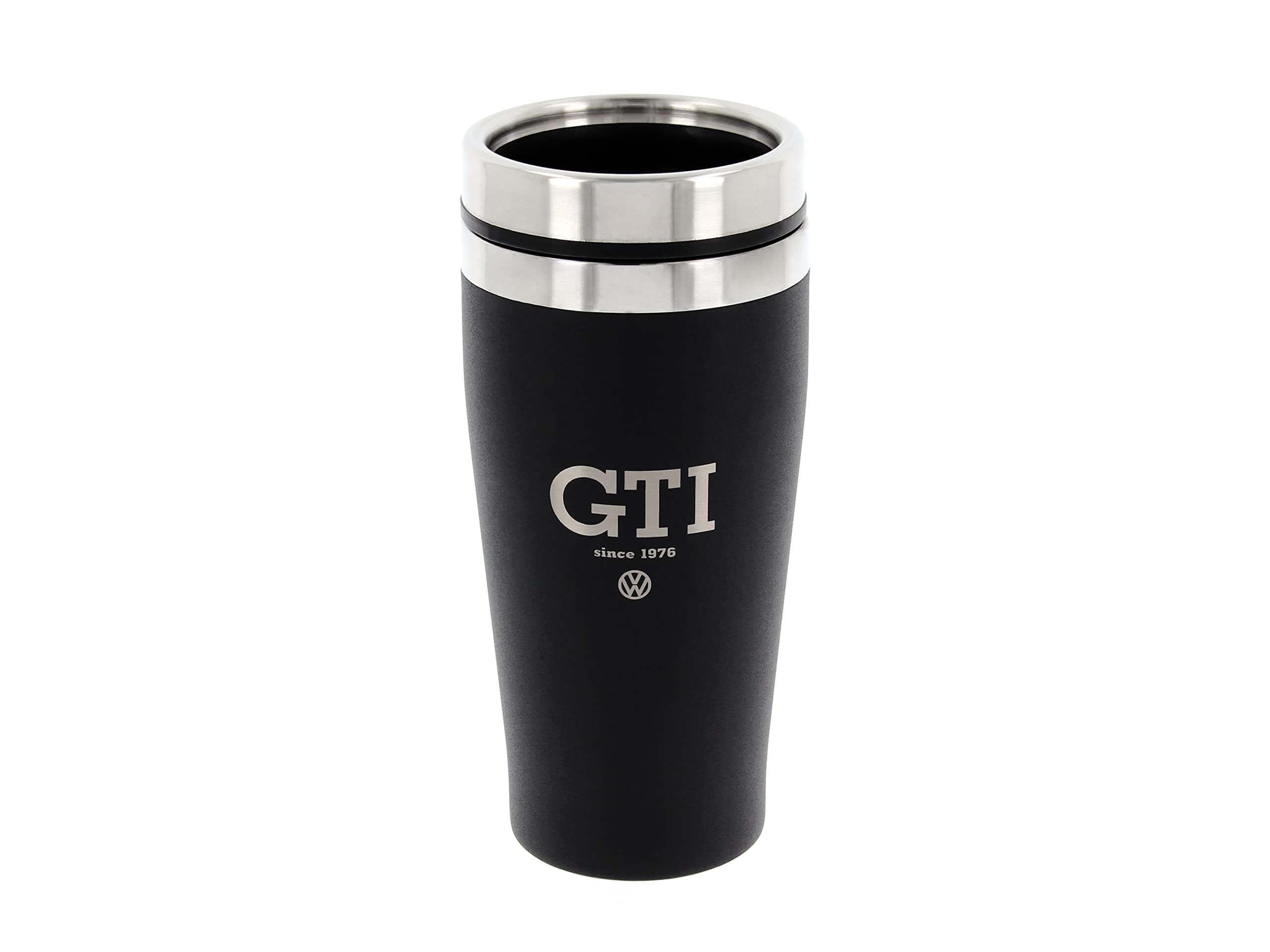 VW Collection - Insulated Stainless Steel Thermo Drinking Cup in VW GTI Design, Double-Walled (450ml/15.2 fl oz/GTI The Legend/Black)