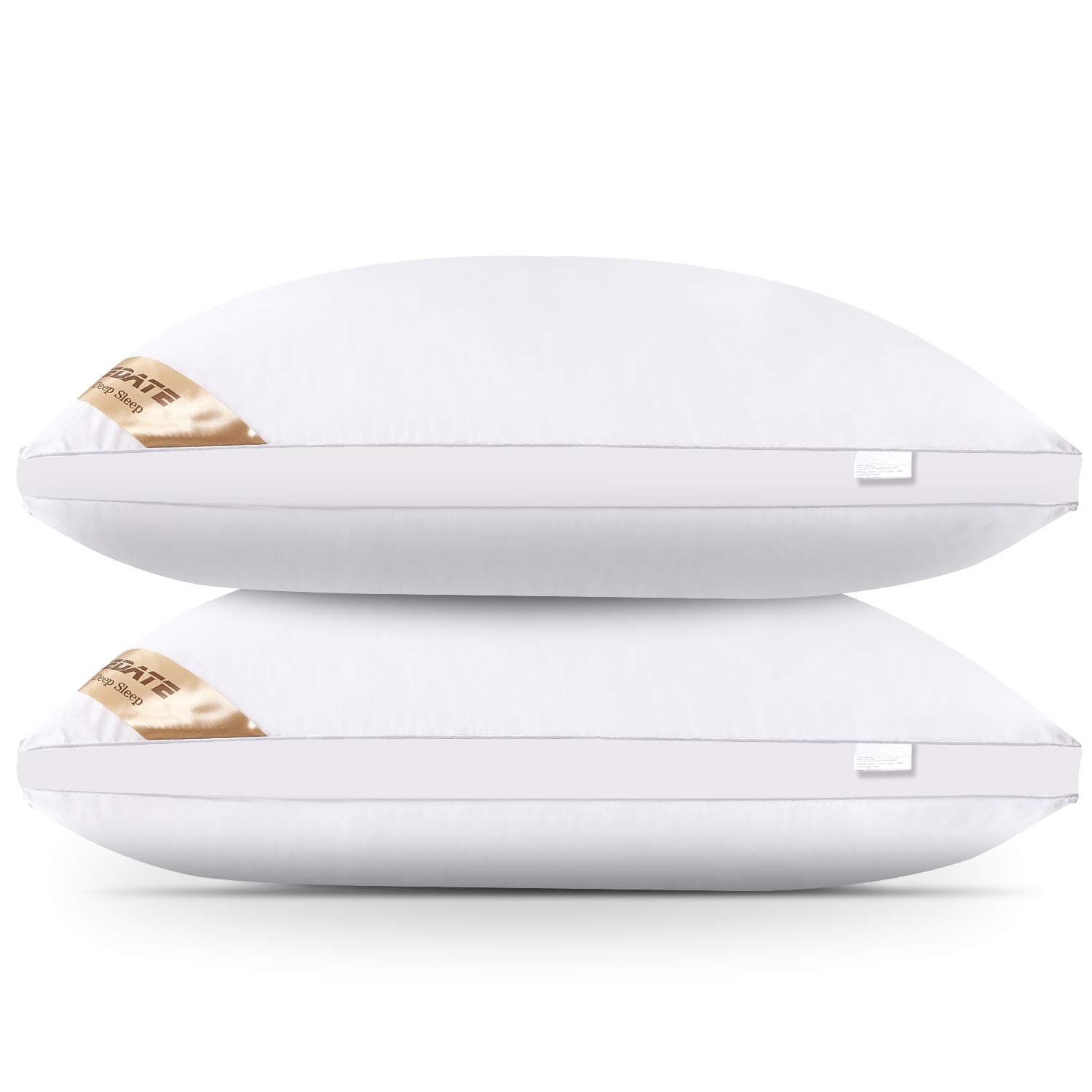 Adjustable Down Alternative Bed Pillows for Sleeping, Hypoallergenic Microfiber Fill Pillow, Soft and Breathable, Machine Washable, Relief for Neck and Headache Pain, Queen Size (2 Pack)