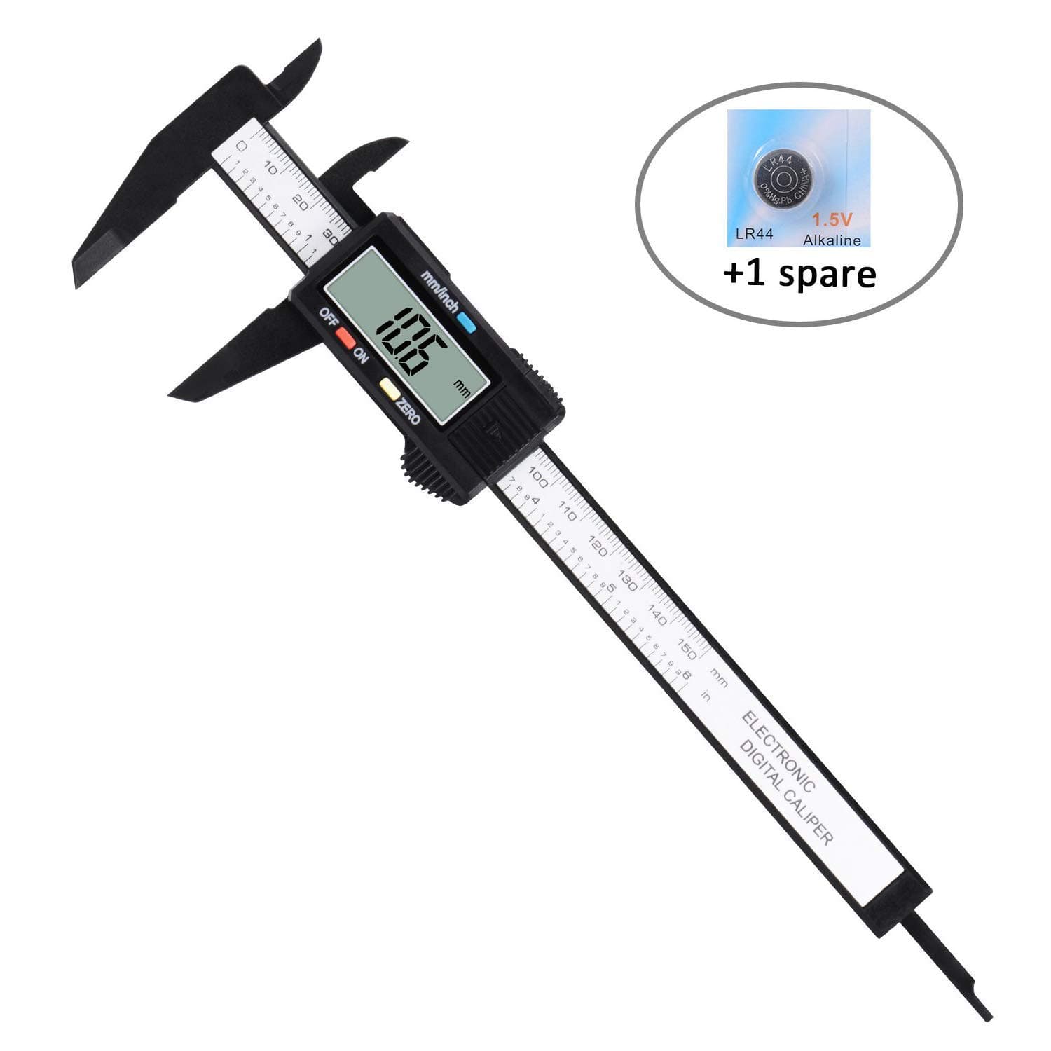 Digital Caliper, Vernier Caliper Measuring Tool with Inch and Millimeter Fractions Conversion, Large LCD Screen, Stainless Steel, Auto-Off Electronic Digital Gauge Caliper (0-6 Inch/150mm) (Sliver)