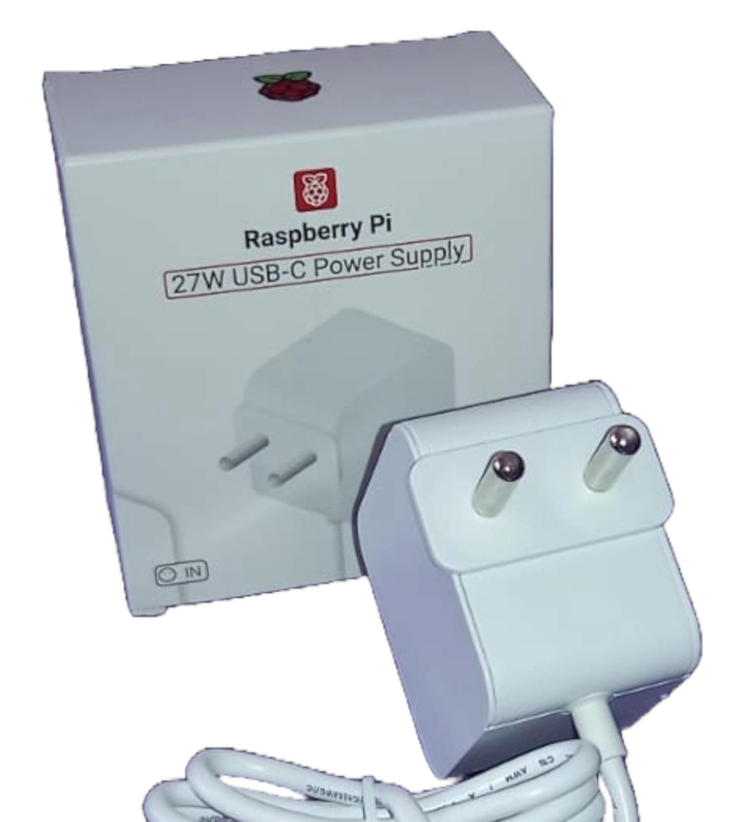 Raspberry Pi 5 Offical 27W Power Supply PD Adapter 5.1V 5A USB-C Power Supply for Raspberry Pi 5 8GB 4GB White Color BIS Approved Indian Plug