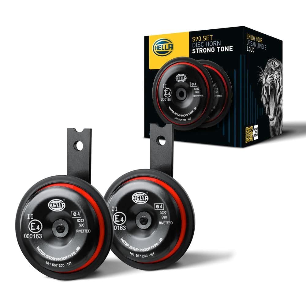 HELLA Signal Horn - STYLE HORN S90 SET - 12V - 111dB(A) - Frequency Range: 350/415Hz - High Tone/Low Tone - Electric - Flat Plug-in Connector - Quantity: 2 - 3AM 922 000-971