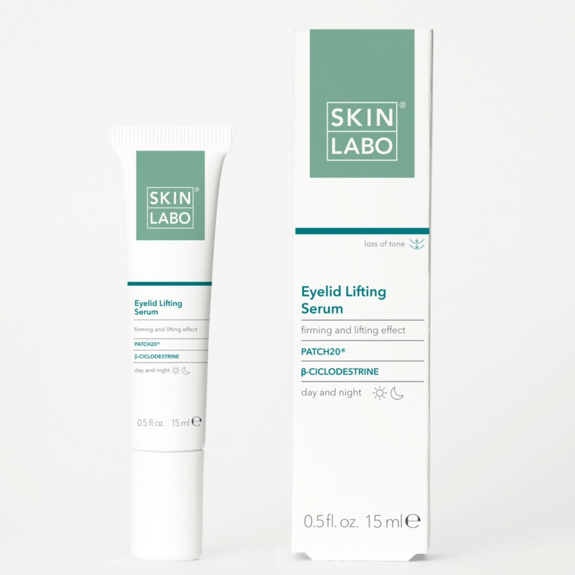 SkinLabo - Eyelid Lifting Serum, Promotes Anti-Ageing Action, Gives a Tensing Effect on the Eyelid, with Patch2O, β-Cyclodextrins - 15 ml