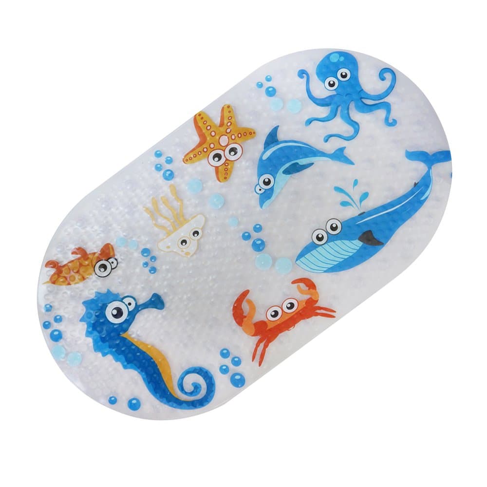 Non Slip Baby Bath Mat with Suction Cups for Tub, Shower Anti-Slip Mat, 27 x 15 Inch Cute Pattern Design, Bathtub Mat for Kids (Halobios)