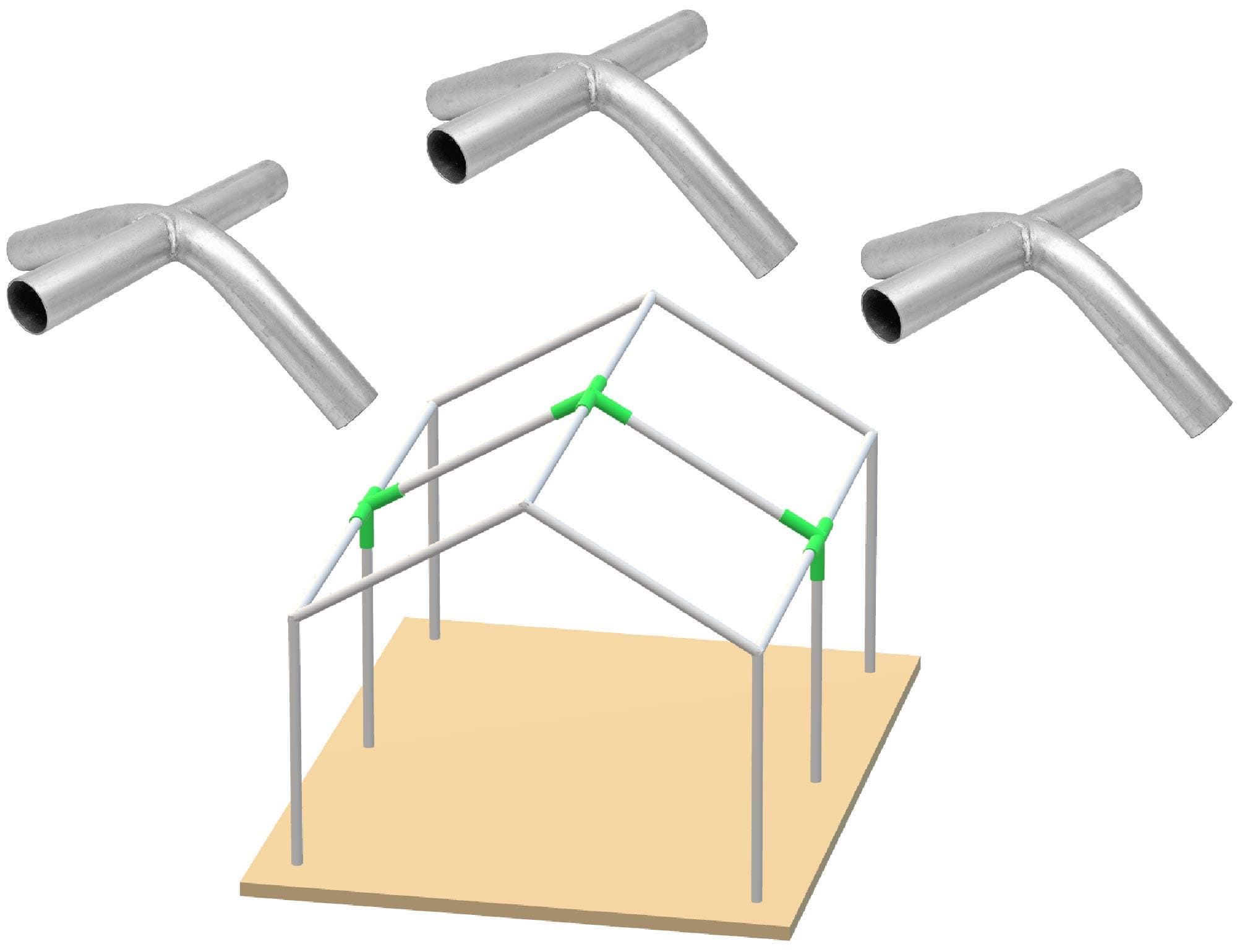 Canopy Fittings Connectors 1-3/8" Frame Set Couplers Carport Tent Shed 3 Way, 4 Way 3/Pack (4-Way)