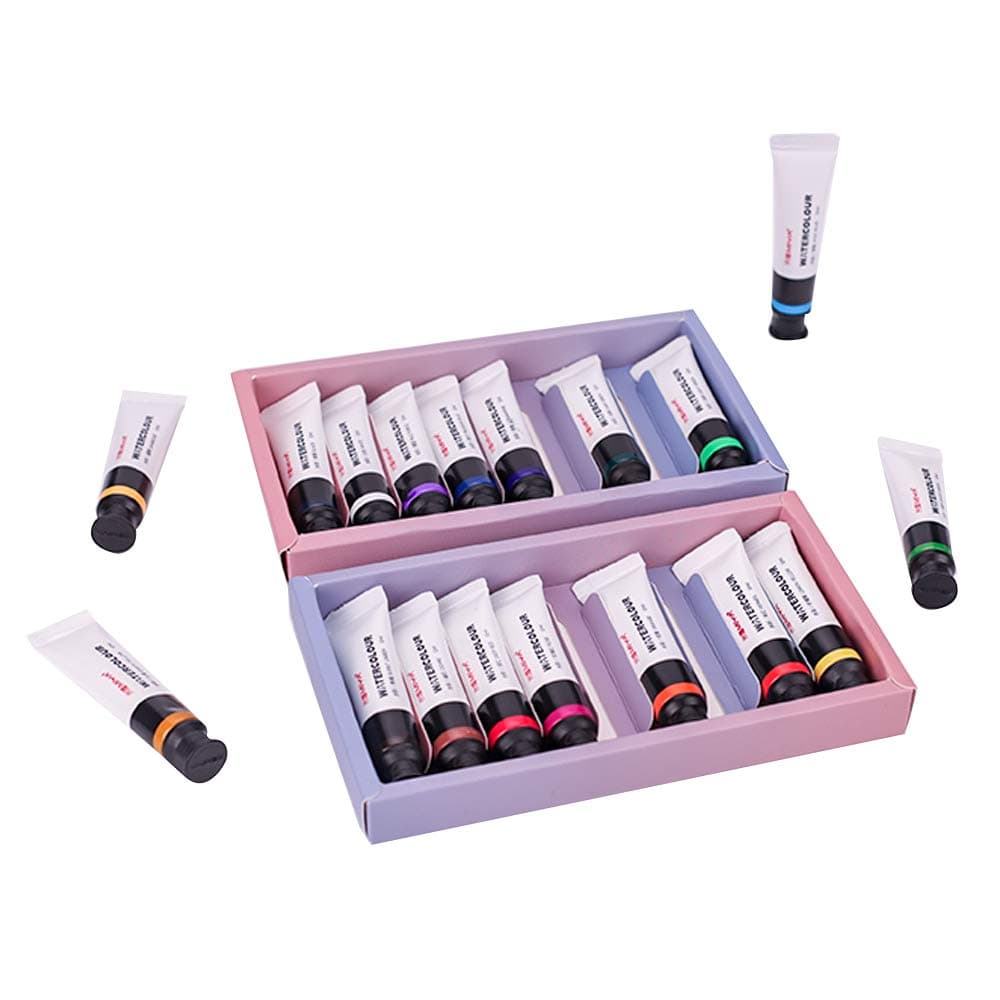 MIYA Watercolor Painting Tube Set 12/18 Colors - Monochromatic Tube Sketch Portable Non Toxic No Added Environmental for Adult/Kids/Beginners, Drawing Kits for Canvas Super Easy to Enjoy (18 Color)