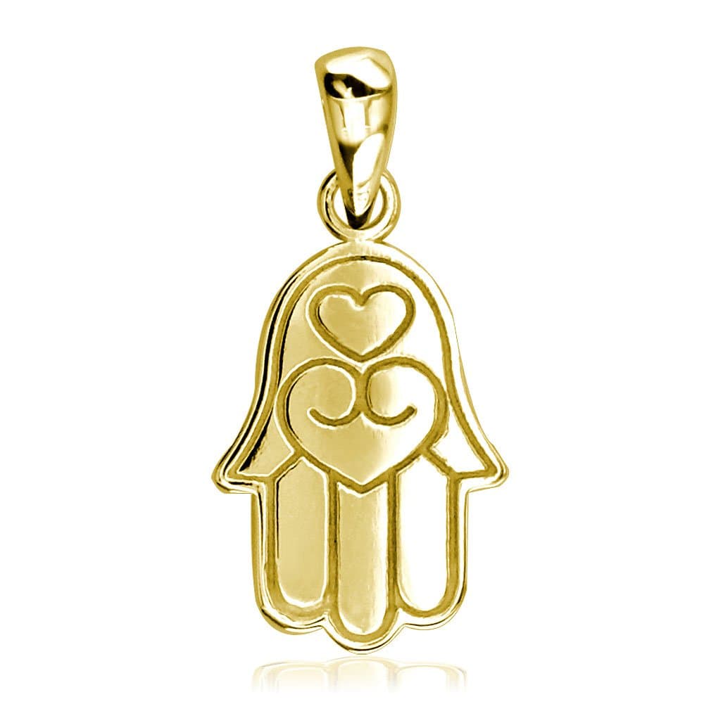 Small Hamsa, Hand of God Charm in 14K Yellow Gold