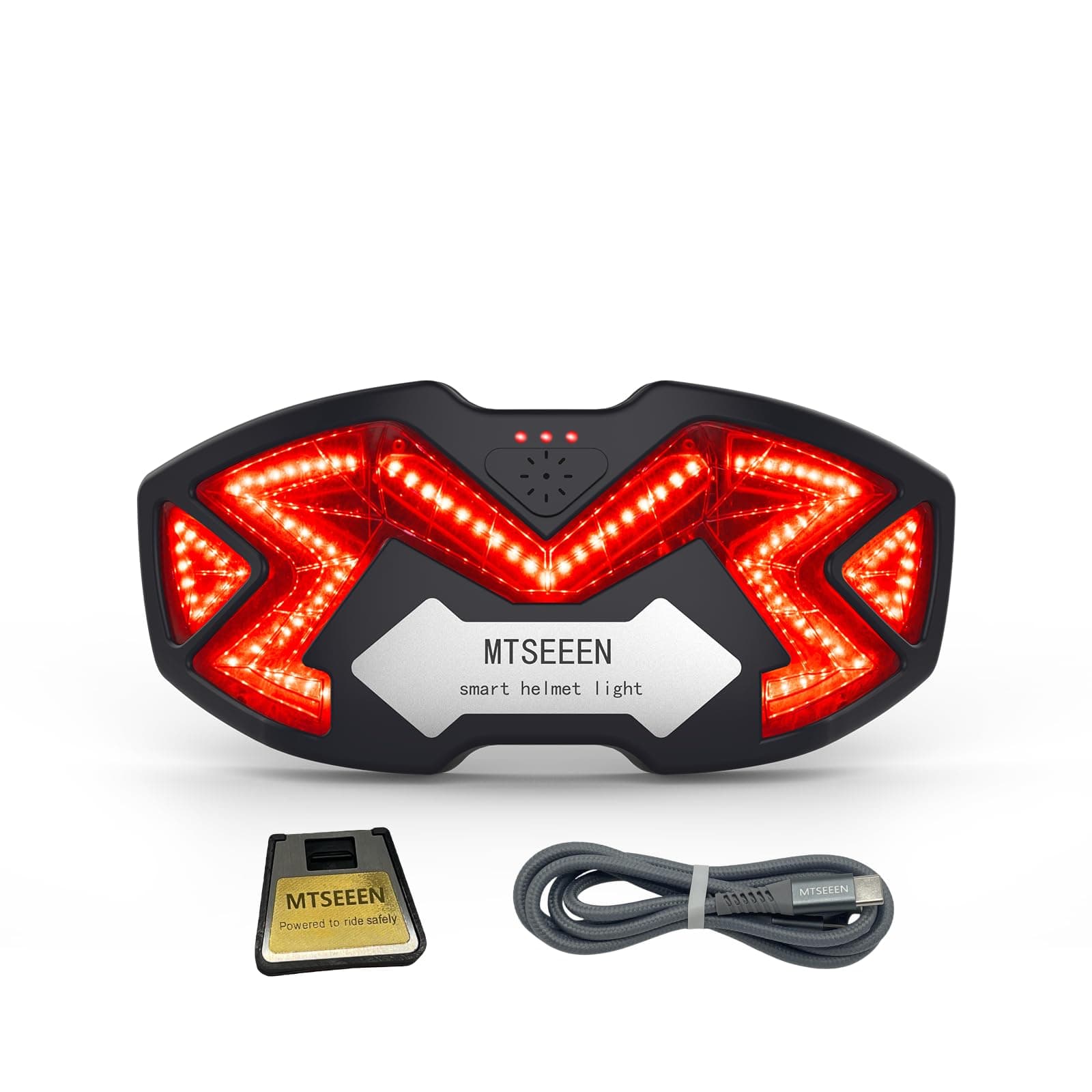 Mototcycle Helmet Light,Jet Black Color, Real Waterproof, Brake Light Motorycycle Led