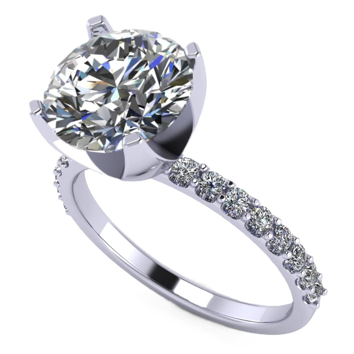 NANA Jewels 1.00ct to 4.00ct Simulated Diamond Engagement Ring Round Solitaire Sterling Silver