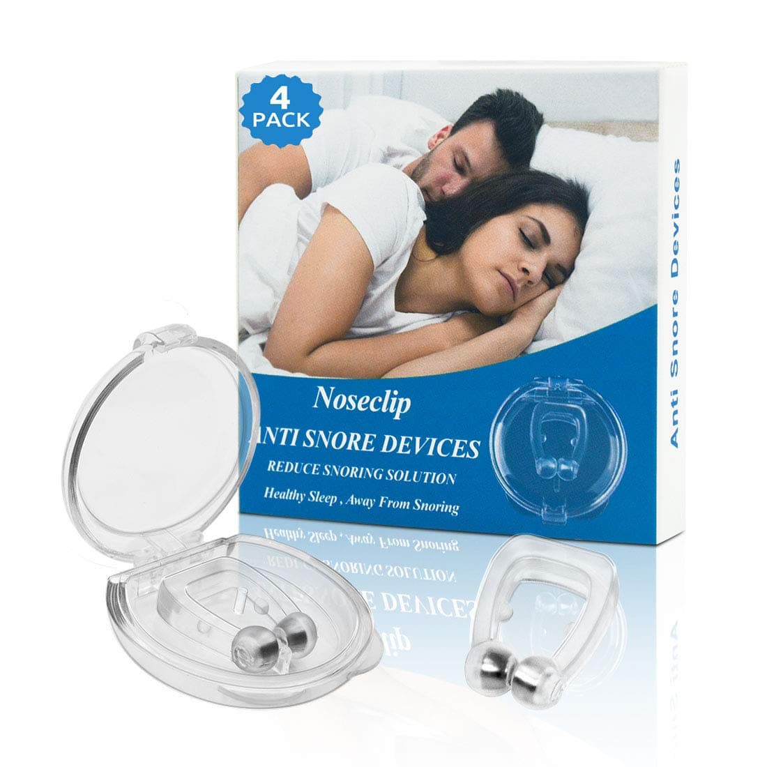 Anti Snore Devices, Snoring Stop Silicone Magnetic Anti Snore Clip, Stop Snoring Comfortable Professional Sleeping Aid Relieve Snore for Men Women(4 Pack)