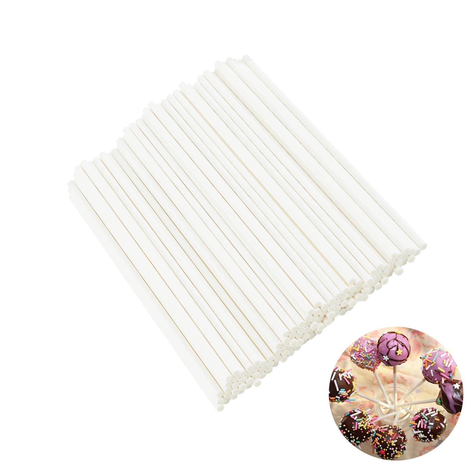 White Paper Lollipop Sticks,Cake Pop Sticks,Sucker Sticks for Cookies,Rainbow Candy,Chocolate,Cake Topper (4 INCH（400pcs）)