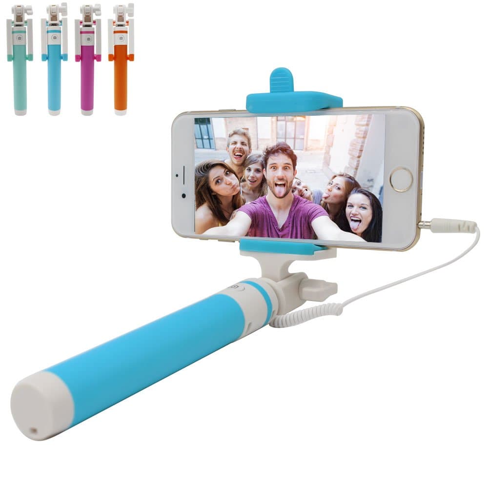 Selfie Stick, Lovely Selfie Sticks Extendable Wired Selfie Stick Lovely Colors Cute Selfie Sticks Do Not Need to Charge Selfie Sticks (Blue)
