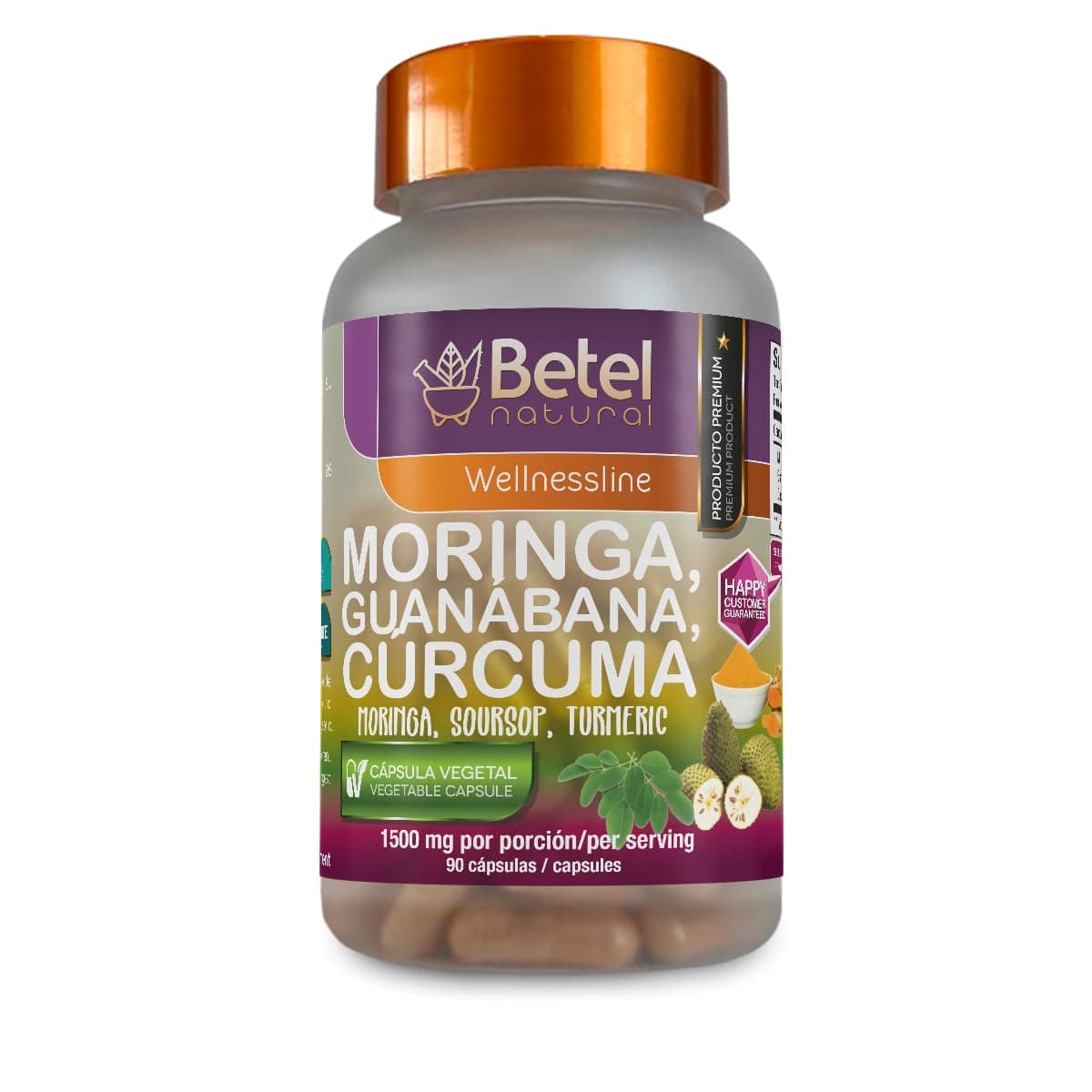 Premium Moringa Guanabana and Curcuma 3 Powerful Superfoods in 1-90 Capsules