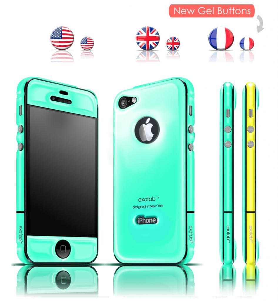 exofab iPhone 4/4S ultra-thin skin / case. Handsfree selfie. (Screen protector included) Color: Mint Green