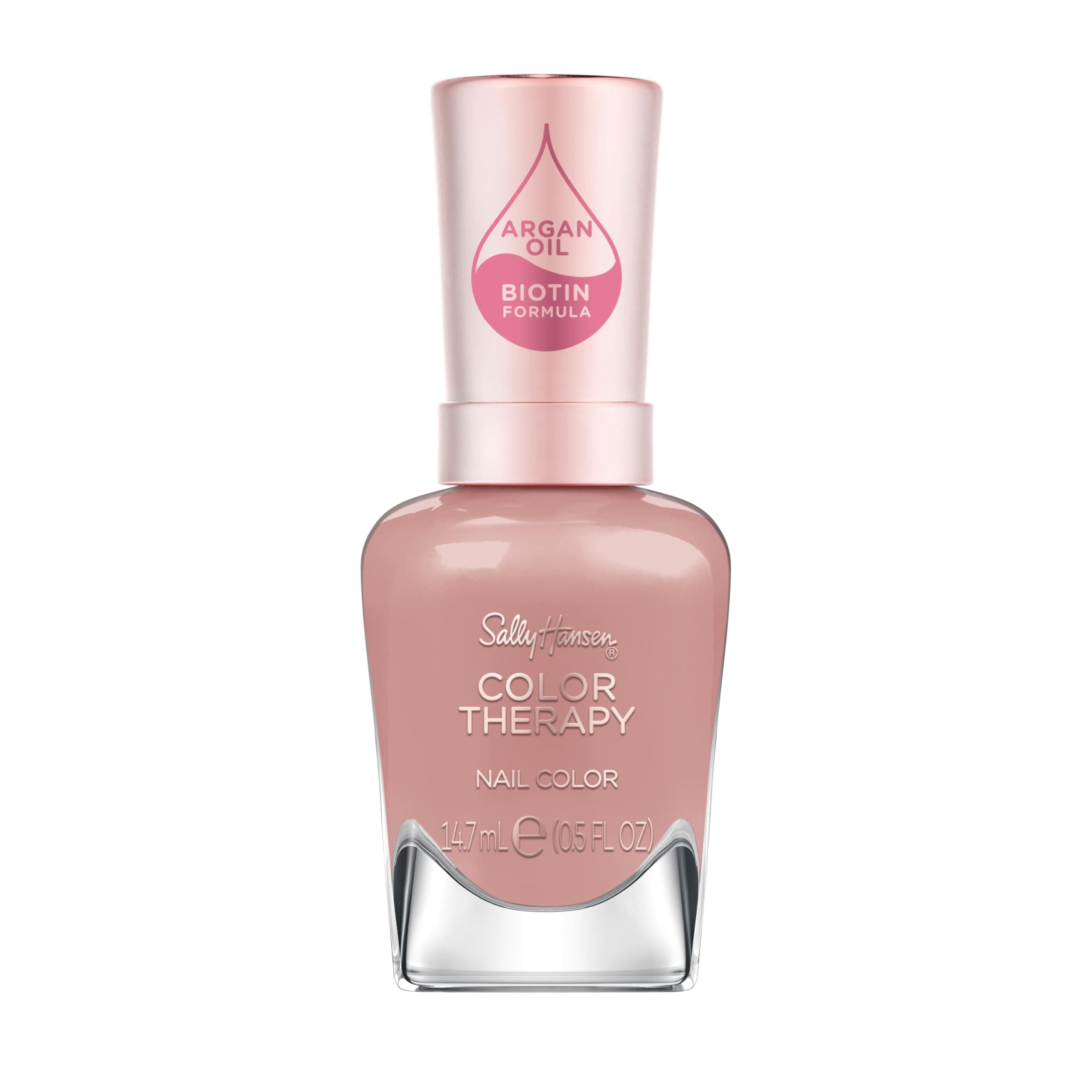Sally Hansen Color Therapy Nail Polish | Biotin, Argan Oil, Long Lasting, Healthy Nails, Nail Strengthener, Opaque | 199 Eiffel in Love | Mauve Pink Nail Color