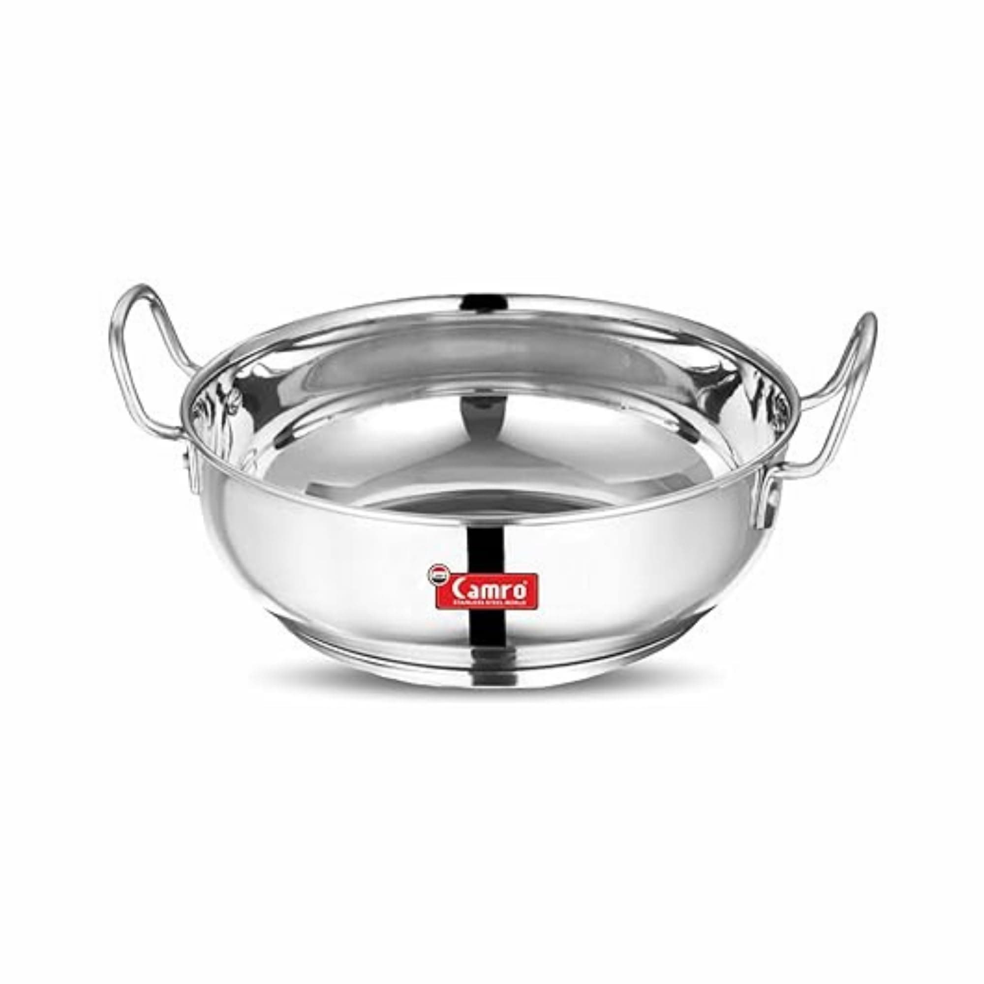 Camro Kadhai Induction Bottom 4 Liters | kadhai Steel Stainless | for Deep Frying | Kadai for Cooking Steel | Kadai for Curry Stir-Fry | Kadhai Without Lid