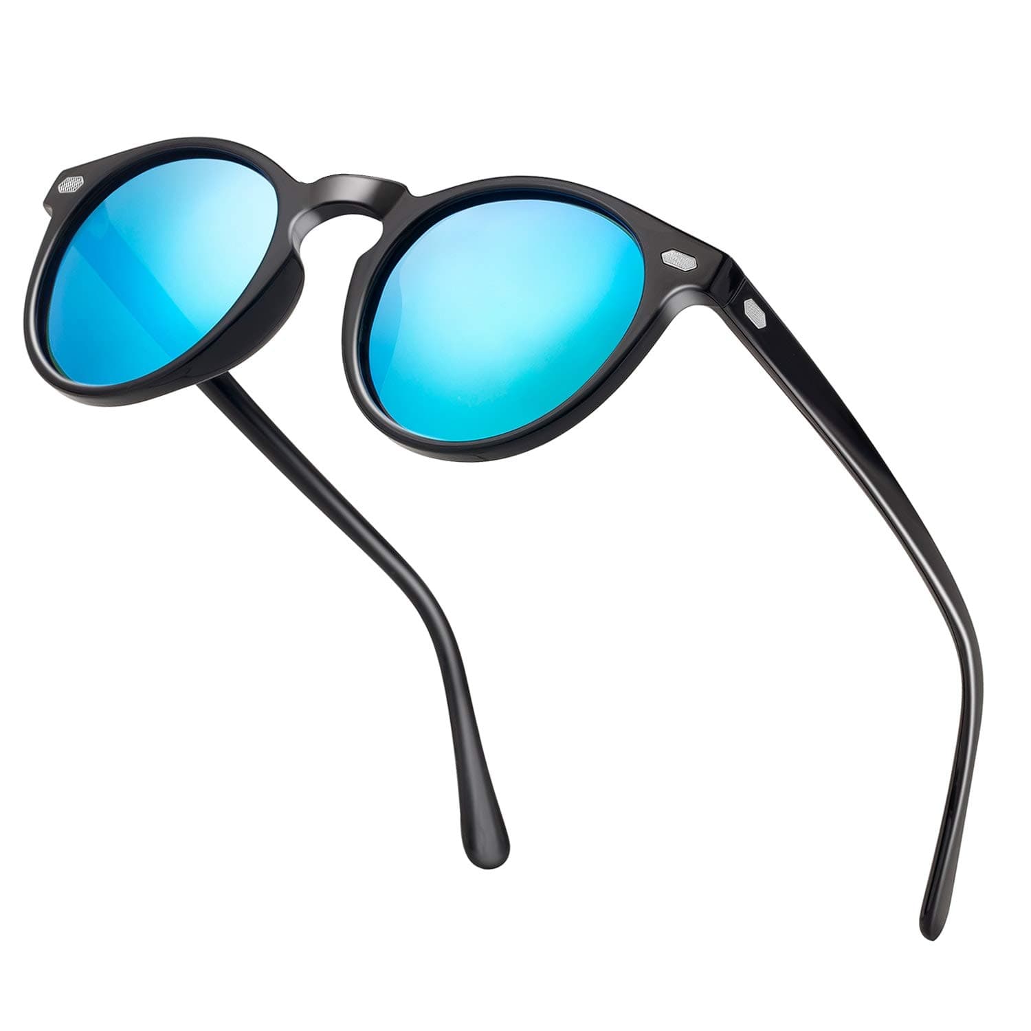 Vintage Polarized Round Sunglasses For Women Men Mirror Tinted Circle Lens Classic Designer Style Sun Glasses Stylish Shades with UV400 Protection