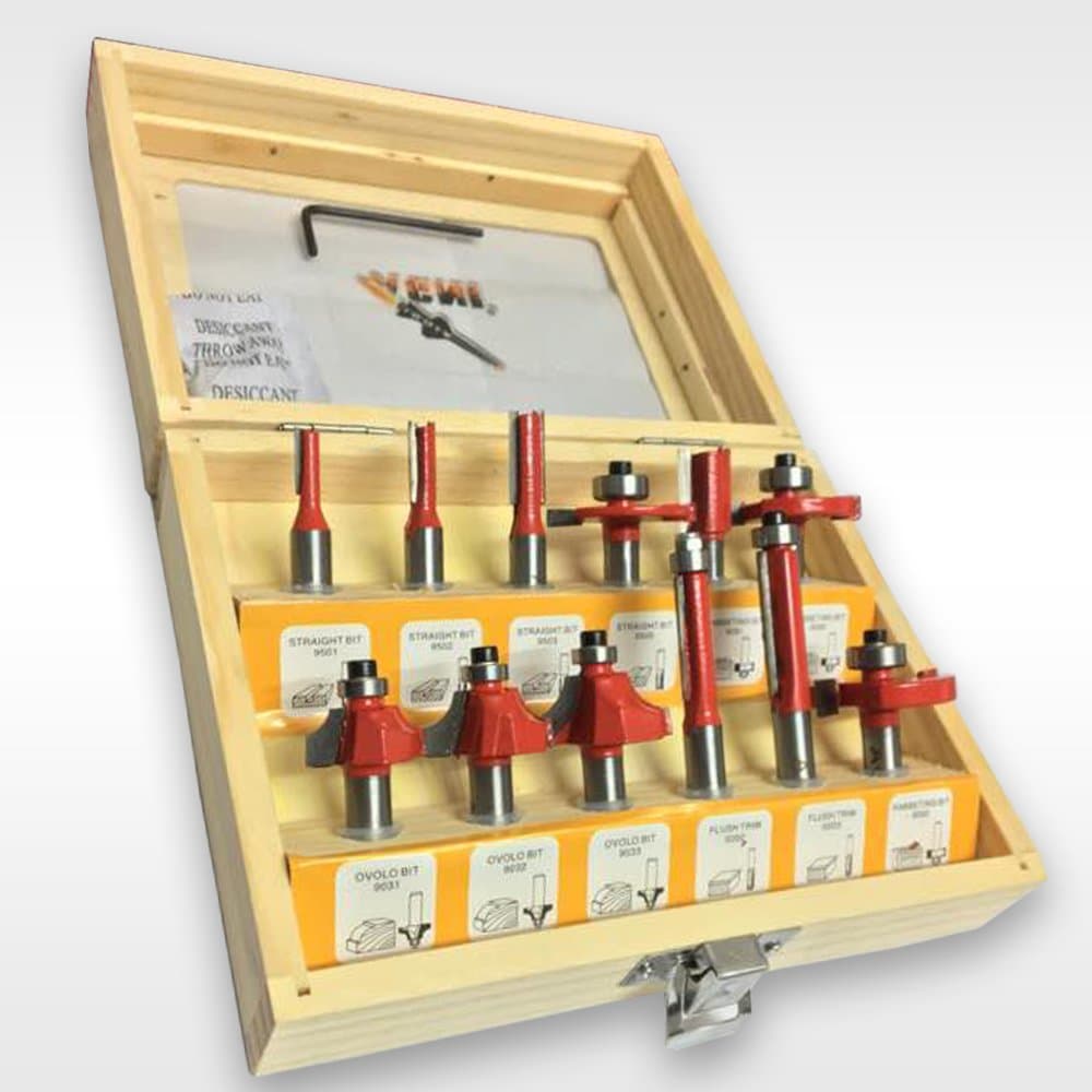 Generic M3212 Spares2Go Tungsten Carbide Tipped Router Bit Set, 12 Pieces, 6.35mm 1/4'' Shank