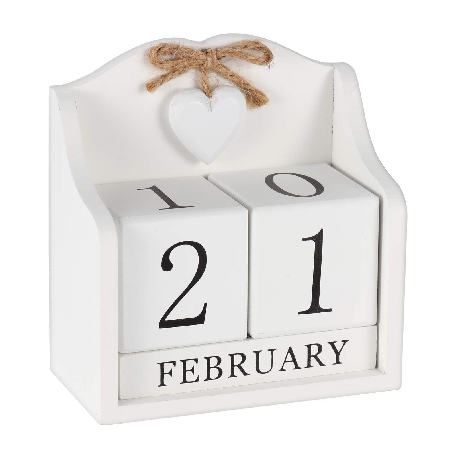 Desk Calendar -Obling Perpetual Calendar Desk 2021, Wooden Block Calendar Office and Home Desktop Decoration(Creamy White)