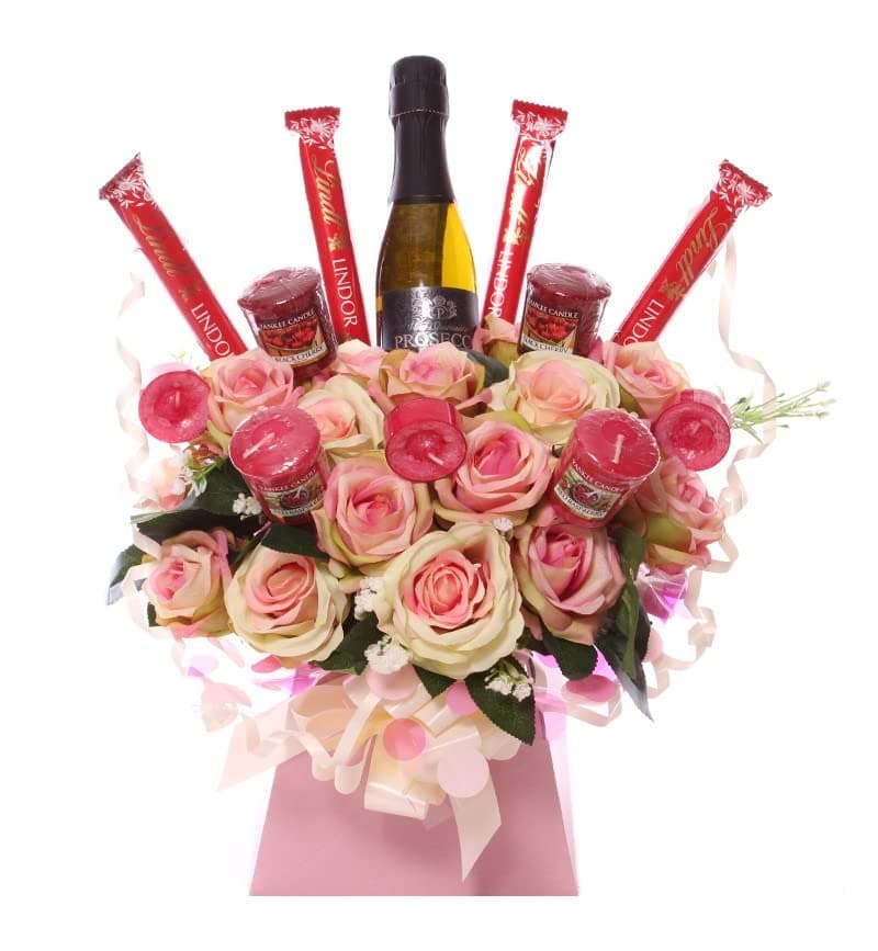 My Kind of Gift Yankee Candle and Lindor Bouquet with Prosecco