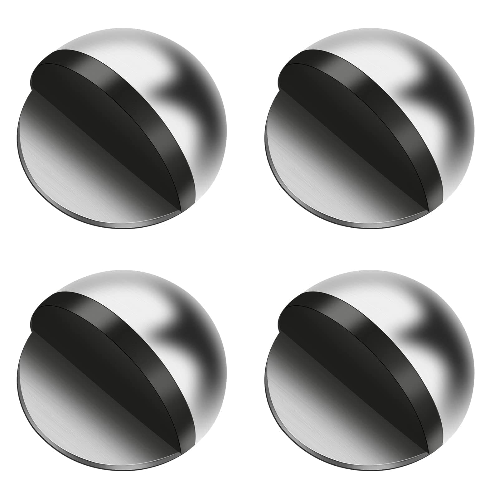 Self Adhesive Floor Door Stoppers, 4 Pcs Polished Oval Door Stoppers, Floor Mounted Half Moon Doorstop, Wall Protector Door Stop with Glues for Home Office Use