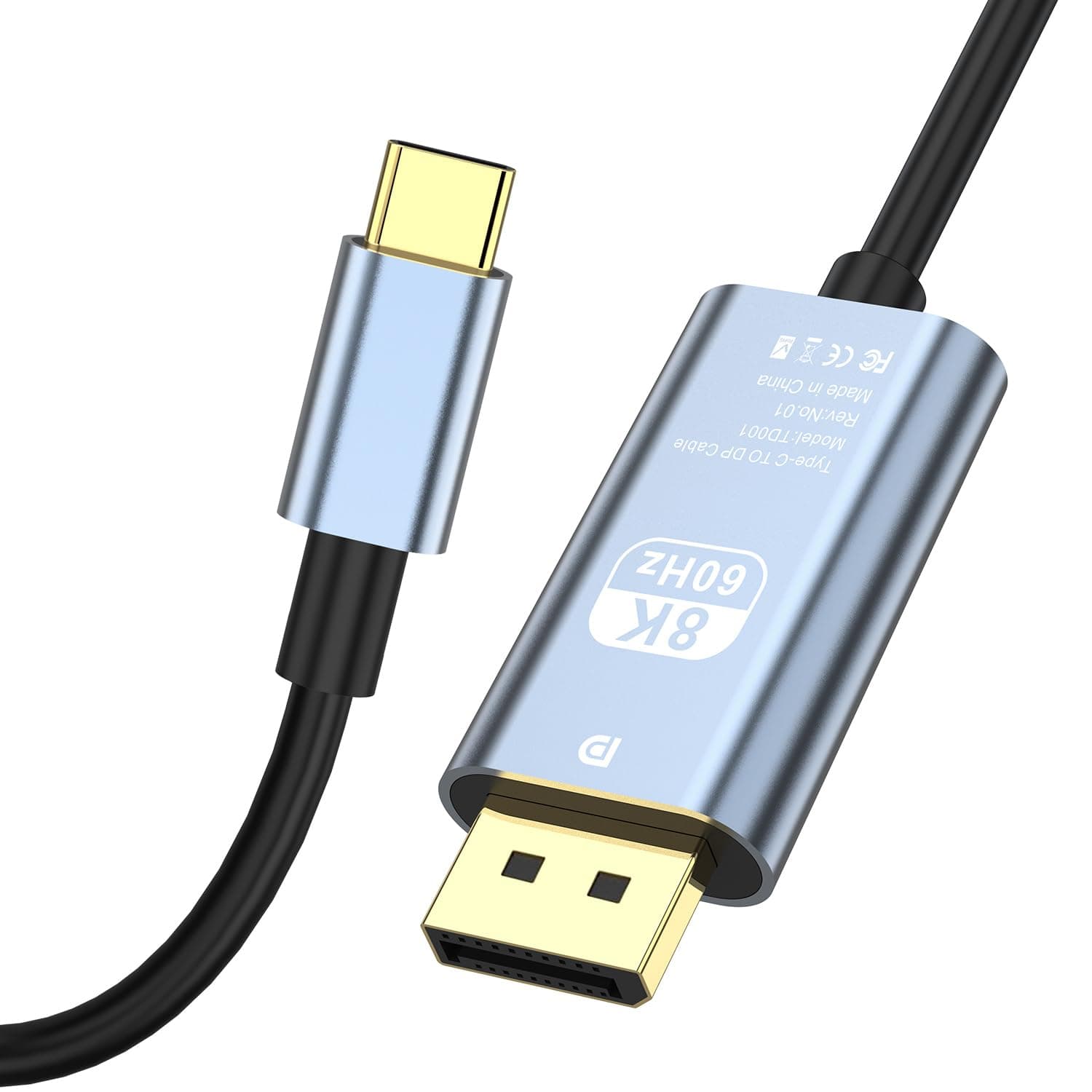 USB Type C to Displayport Cable 8K, Thunderbolt to Displayport Cable 6.6Ft/2M with 32.4Gbps for MacBook Pro/MacBook Air/iPad Pro and More