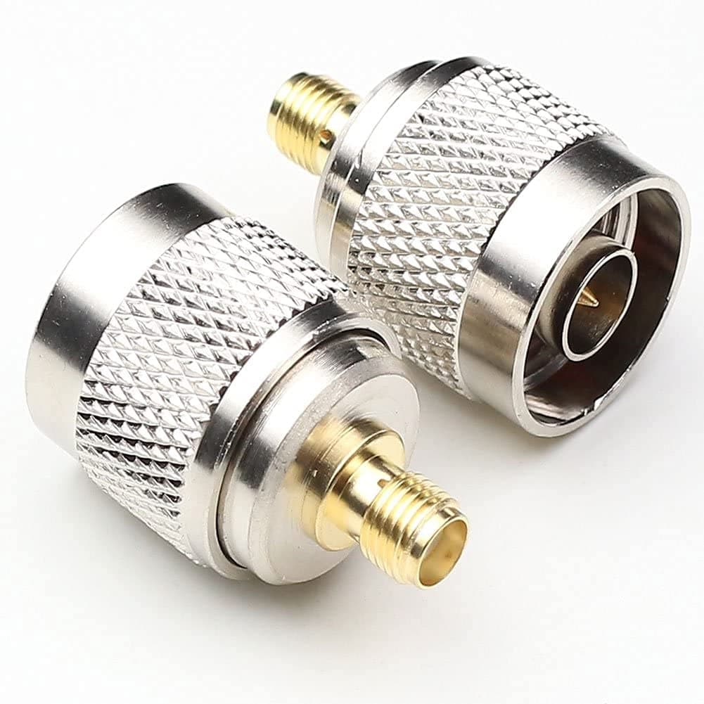 N Male to SMA Female Connector RF Coaxial Adapter N to SMA Coax Straight Connector 2 Packs