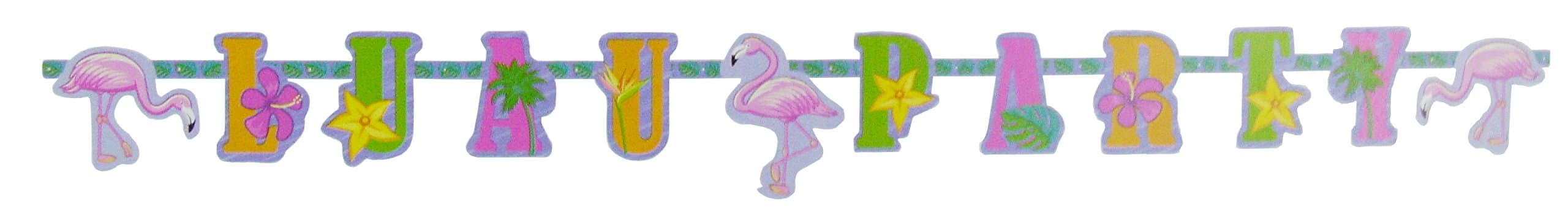 Hawaiian Luau Tiki Party Letter Banner (Pink Flamingo)