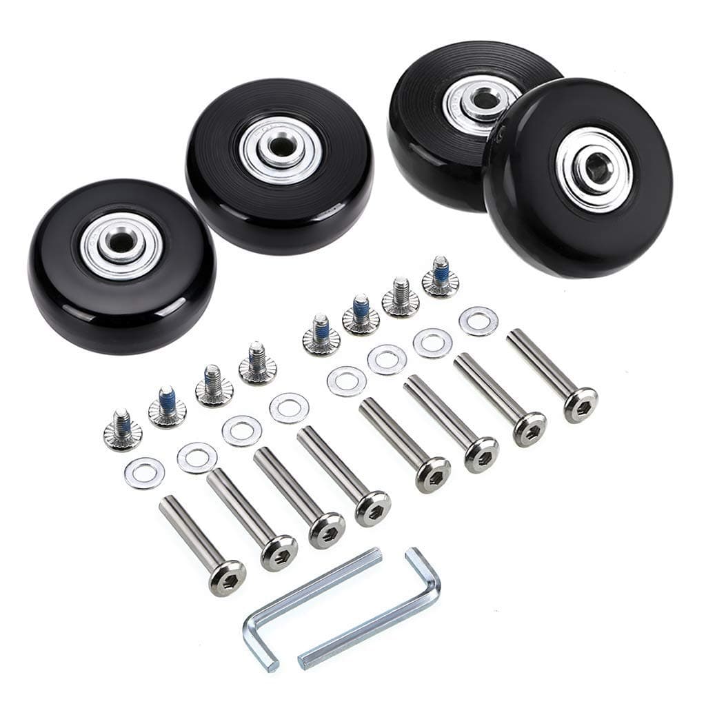 45 x 18mm Luggage Suitcase Replacement Wheels, Rubber Swivel Caster Wheels Bearings Repair Kits, Set of 4 (45mm x 18mm / 4pcs)