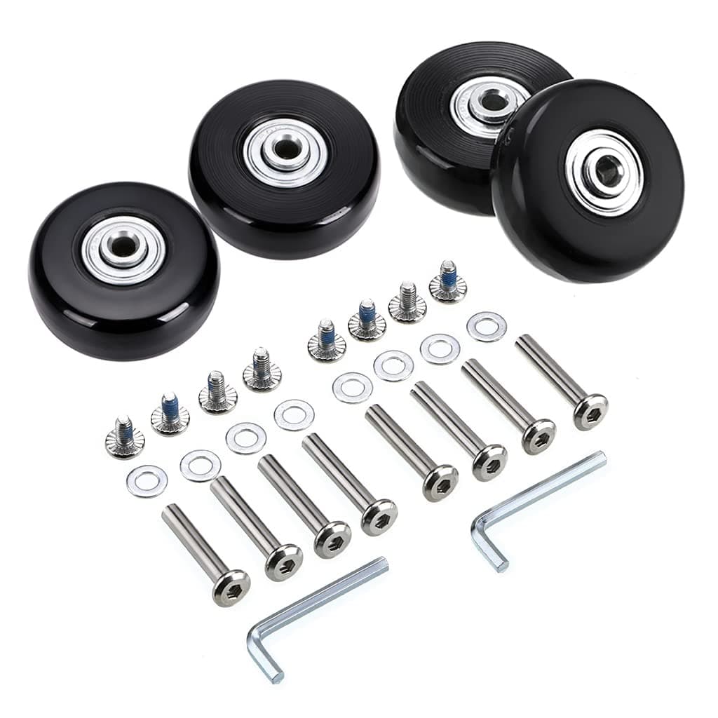 4Pcs 45x18mm Luggage Suitcase Replacement Wheels, Rubber Swivel Caster Wheels Bearings Repair Kits