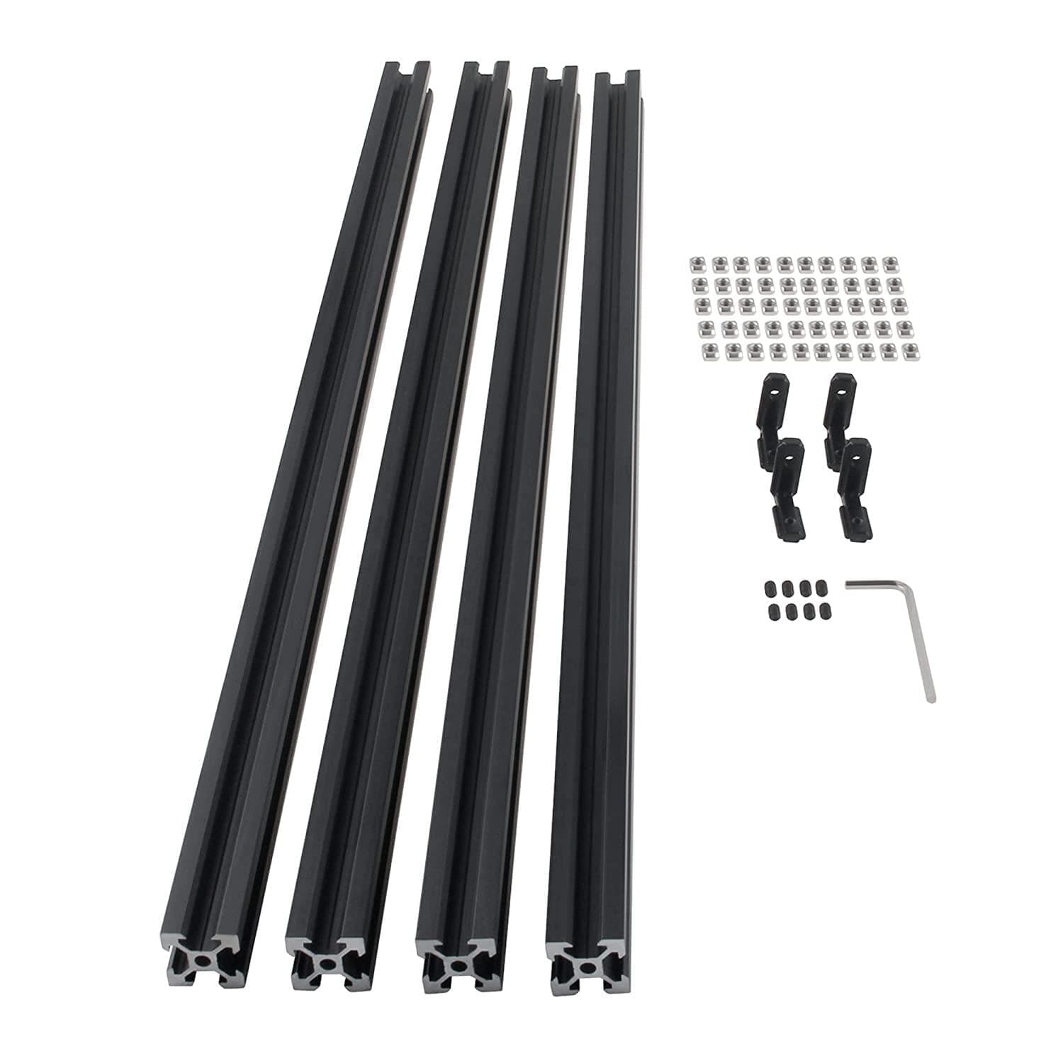CNCMANS 4PCS 1000mm V Slot 2020 Aluminum Extrusion European Standard Anodized Linear Rail Aluminum Profile Extrusion for 3D Printer Parts and CNC DIY (Standard 6.2mm Length 1000mm Black)