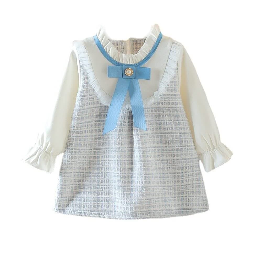 Bold N ElegantGirls Self-Ebroidered Full Sleeve Pinafore Frock Mini Dress Tunic for Infant Toddler Baby Girl