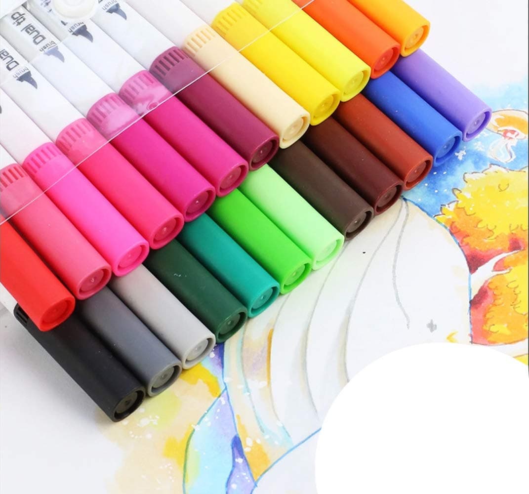 Haiyo Susu 36 Colors Dual Brush Pens Art Markers Set, Artist Fine and Brush Tip Drawing Pens Art Marker Supplies for Kids Adult Coloring Book Note taking Bullet Journaling Lettering Calligraphy Crafts (24)