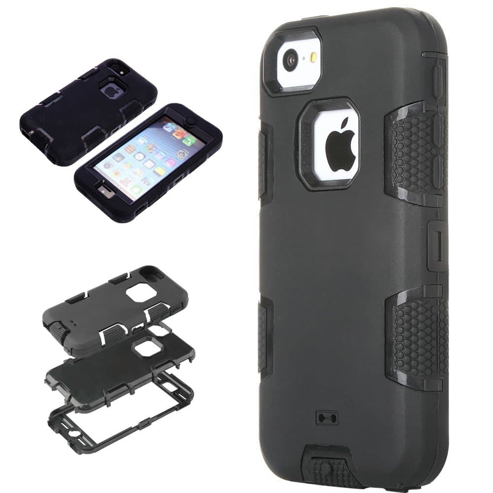 5C Case, iPhone 5C Case Cover, Magicsky Full Body Hybrid Impact Shockproof Defender Case Cover for Apple iPhone 5C, 1 Pack(Black/Black)